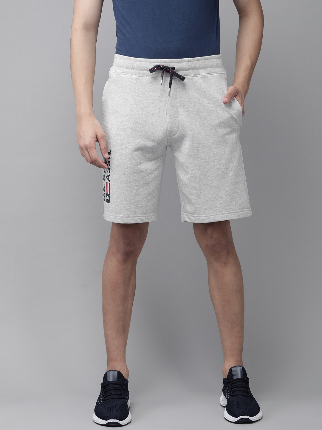 

U.S. Polo Assn. Men Grey Melange Printed Regular Shorts