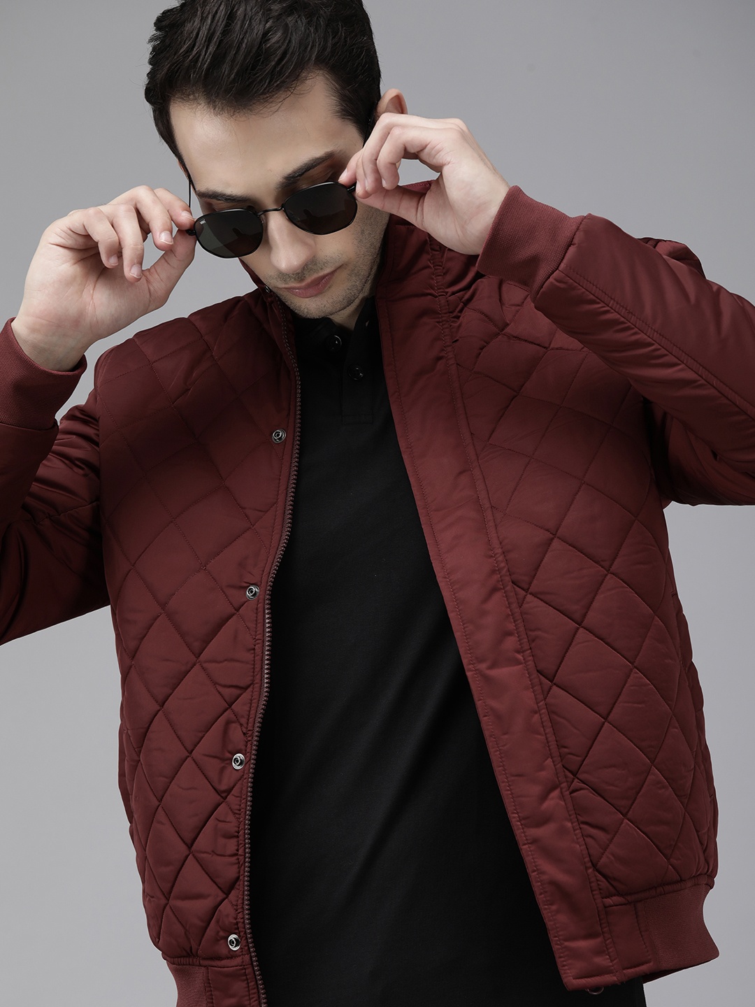 

U S Polo Assn Men Maroon Quilted Bomber Jacket