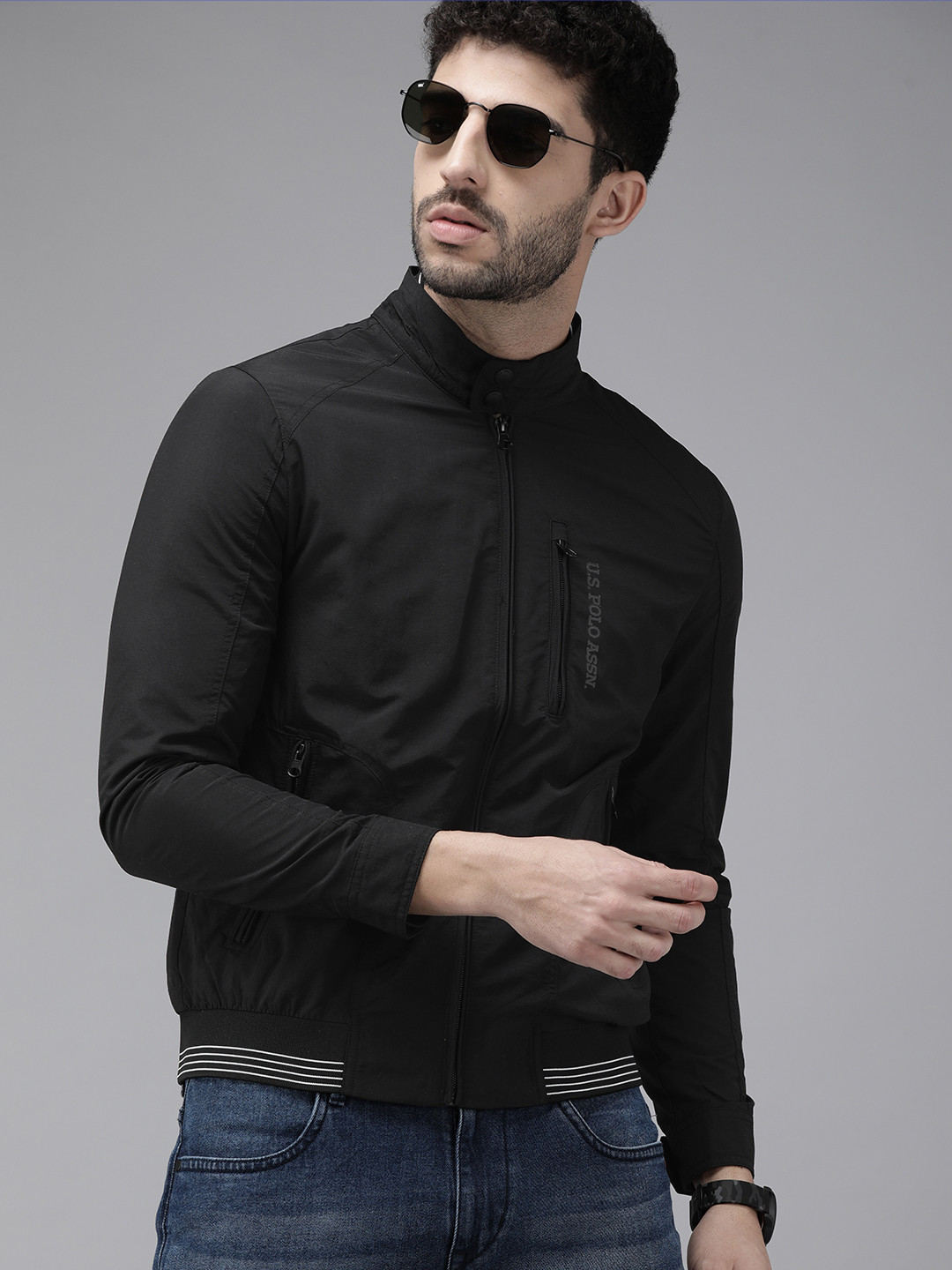 

U S Polo Assn Men Black Bomber Jacket