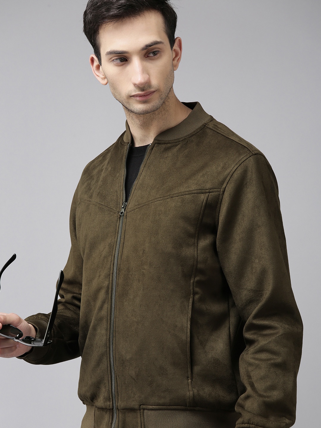 

U S Polo Assn Men Coffee Brown Suede Bomber Jacket