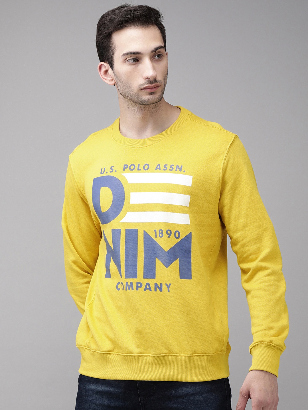 

U.S. Polo Assn. Men Yellow Printed Sweatshirt