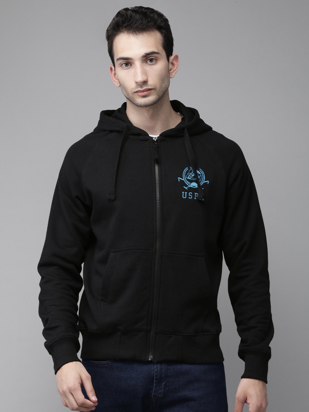 

U S Polo Assn Men Black Hooded Sweatshirt