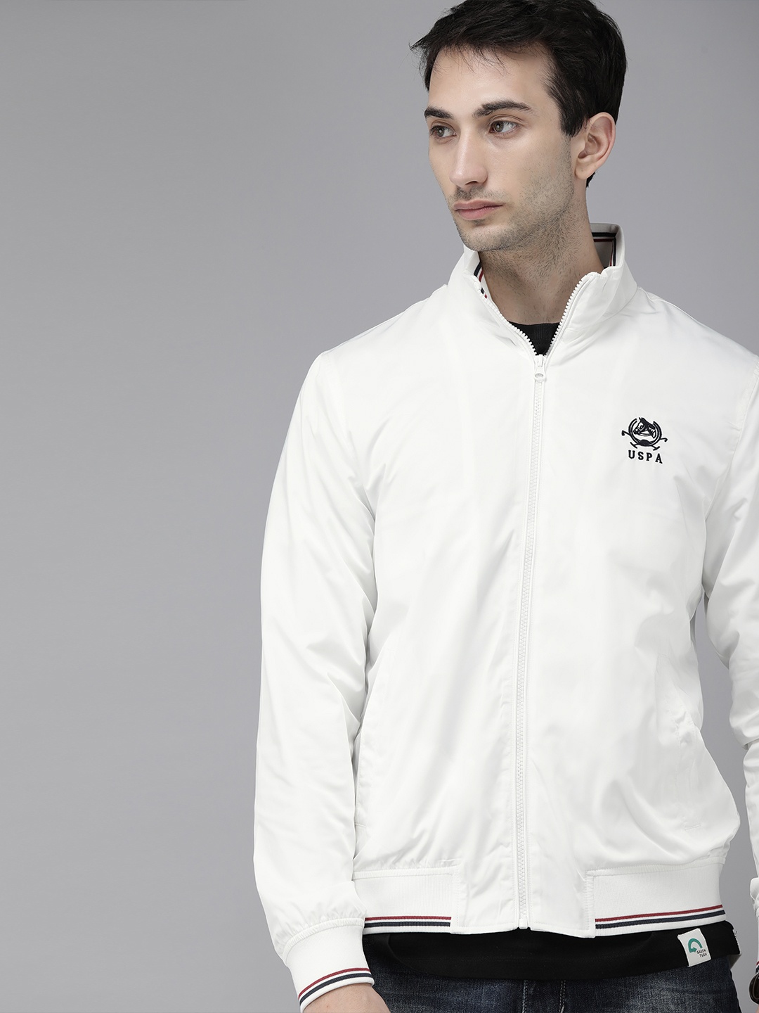 

U S Polo Assn Men White Bomber Jacket