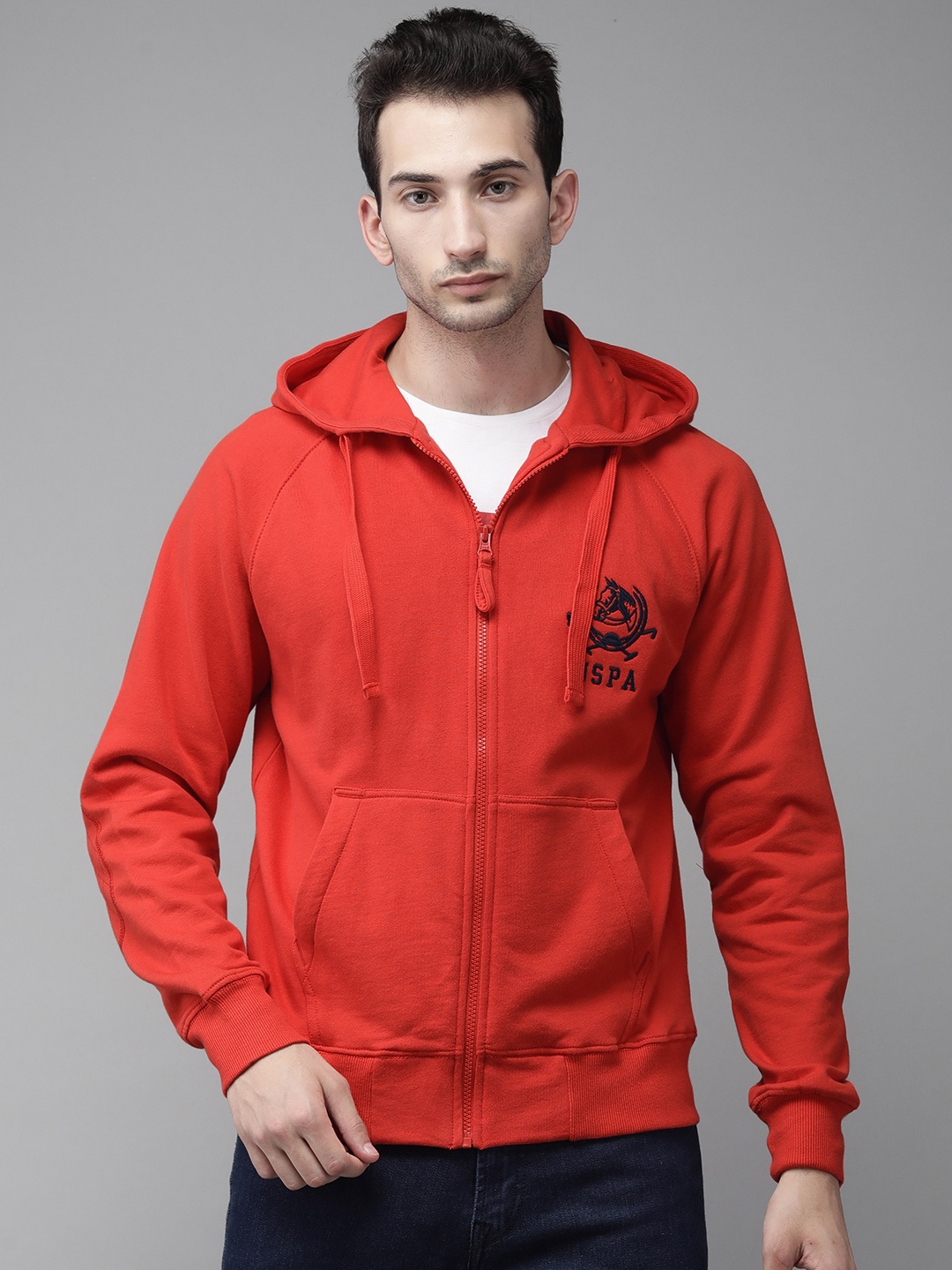 

U S Polo Assn Men Red Hooded Sweatshirt