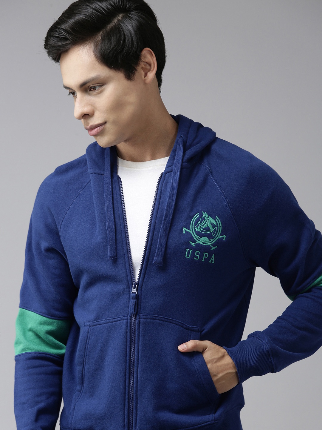 

U S Polo Assn Men Navy Blue Hooded Sweatshirt