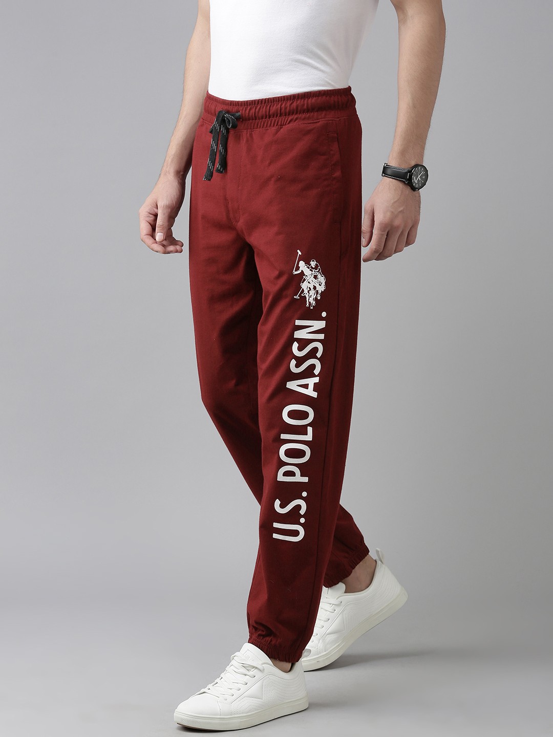 

U.S. Polo Assn. Men Maroon Brand Logo Printed Joggers
