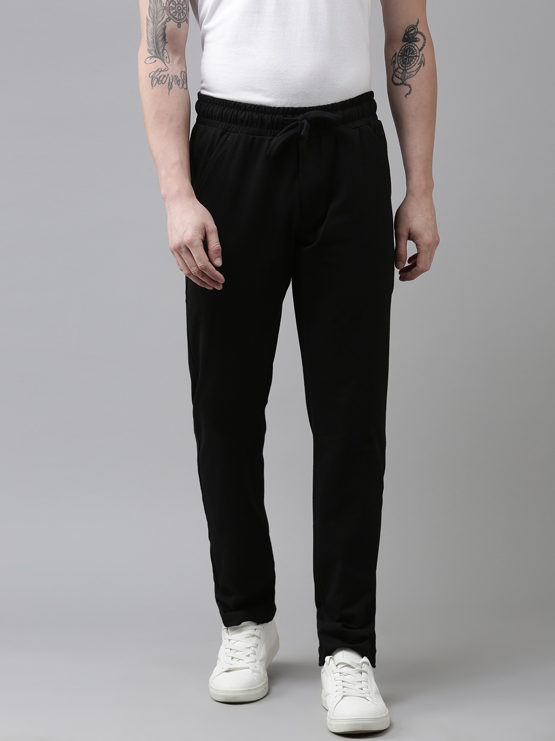 

U.S. Polo Assn. Men Black Solid Slim-Fit Regular Track Pants