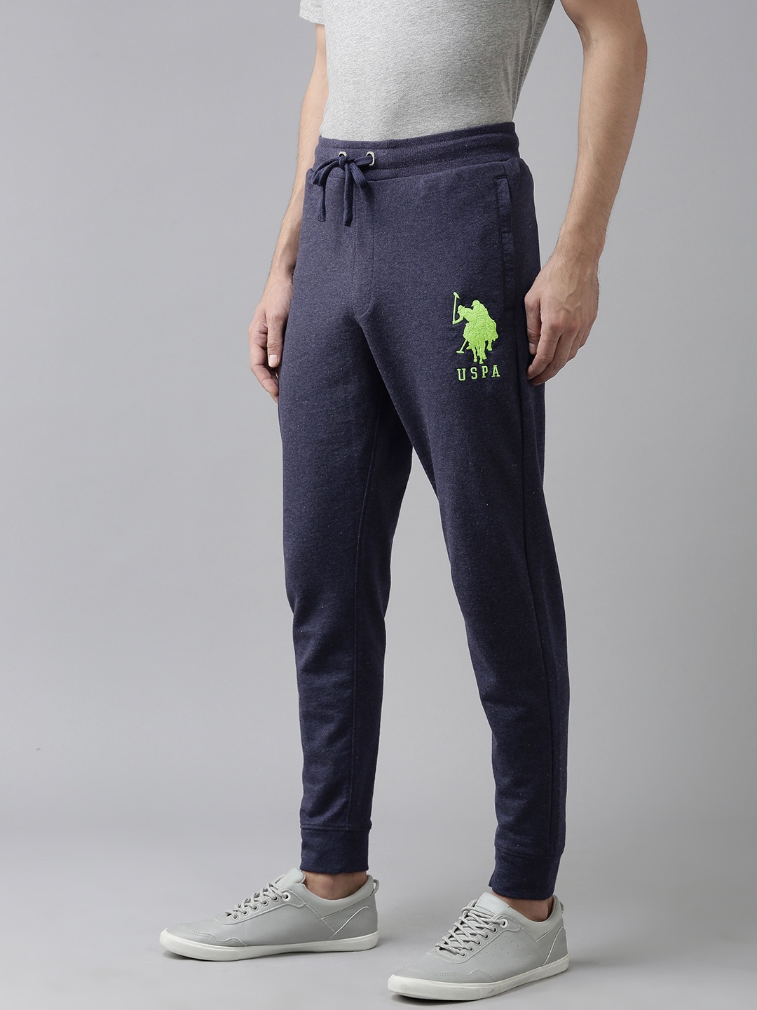 

U.S. Polo Assn. Men Navy Blue Solid Joggers with Brand Logo Embroidery