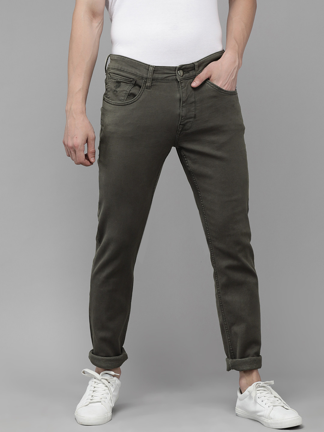 

U S Polo Assn Denim Co Men Grey Brandson Slim Fit Light Fade Stretchable Jeans