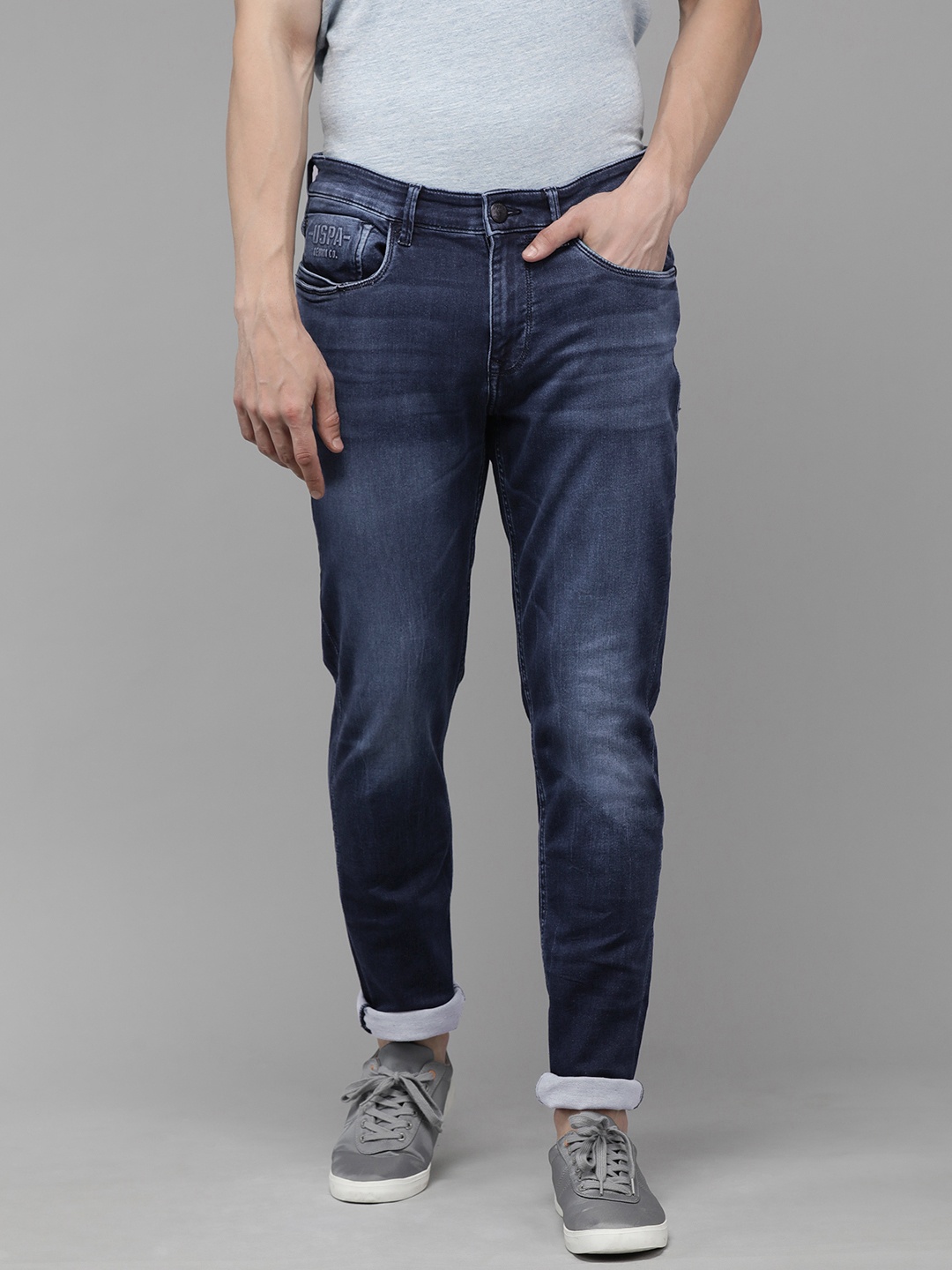 

U S Polo Assn Denim Co Men Blue Delta Slim Fit Light Fade Stretchable Jeans
