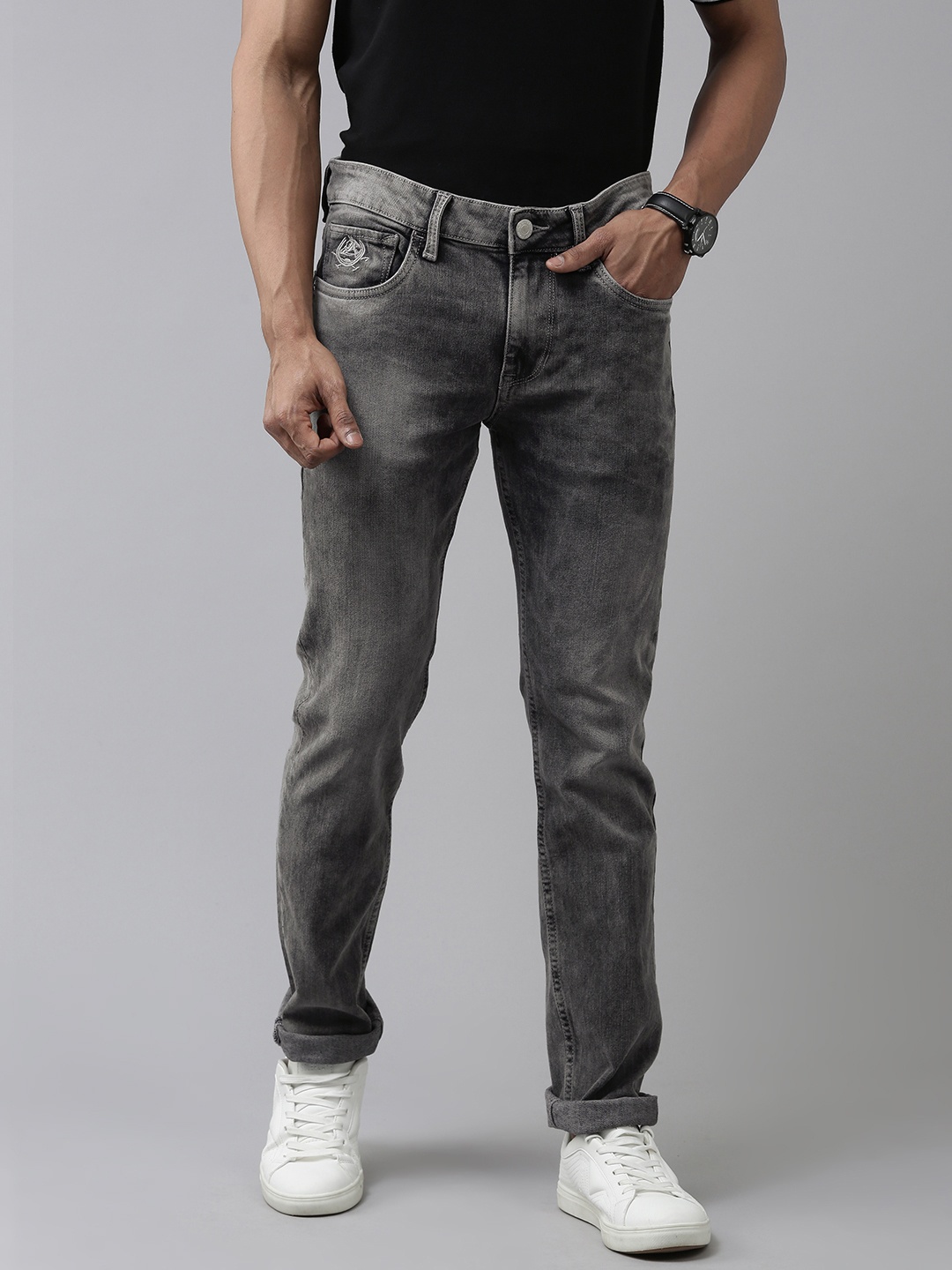 

U.S. Polo Assn. Denim Co. Men Grey Skinny Fit Heavy Fade Mid-Rise Stretchable Jeans