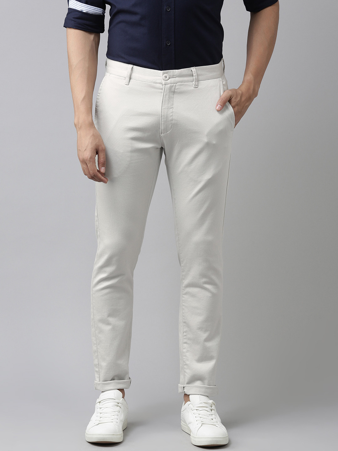 

U.S. Polo Assn. Men White Solid Chinos