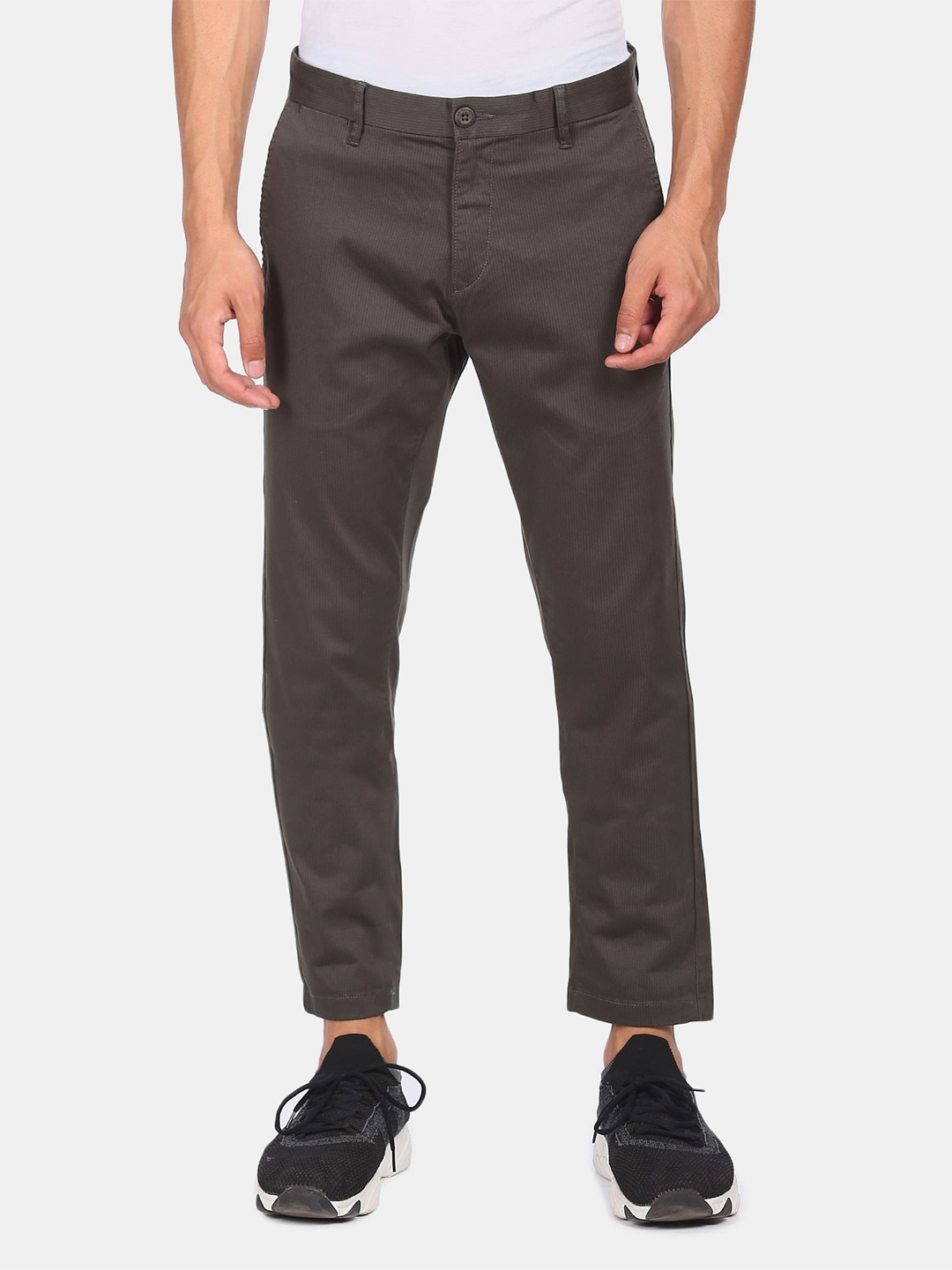 

U S Polo Assn Men Olive Green Printed Slim Fit Trousers