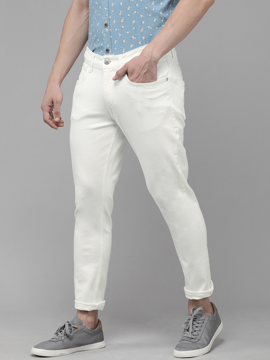 

U S Polo Assn Denim Co Men White Henry Tapered Fit Stretchable Jeans