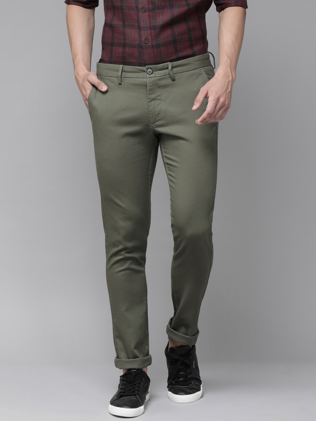 

U S Polo Assn Men Olive Green Slim Fit Chinos