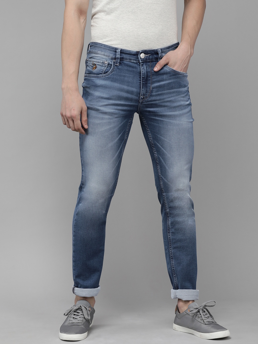 

U S Polo Assn Denim Co Men Blue Skinny Fit Heavy Fade Stretchable Jeans