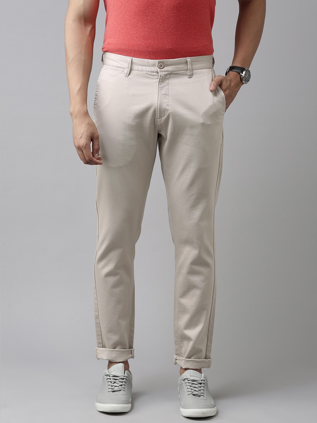 

U S Polo Assn Men Beige Austin Trim Fit Trousers