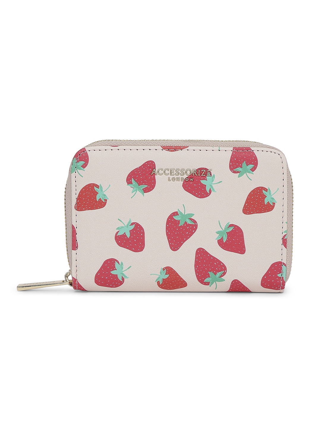 

Accessorize Women Pink & Green Strawberry Print Coin Zip Around Wallet