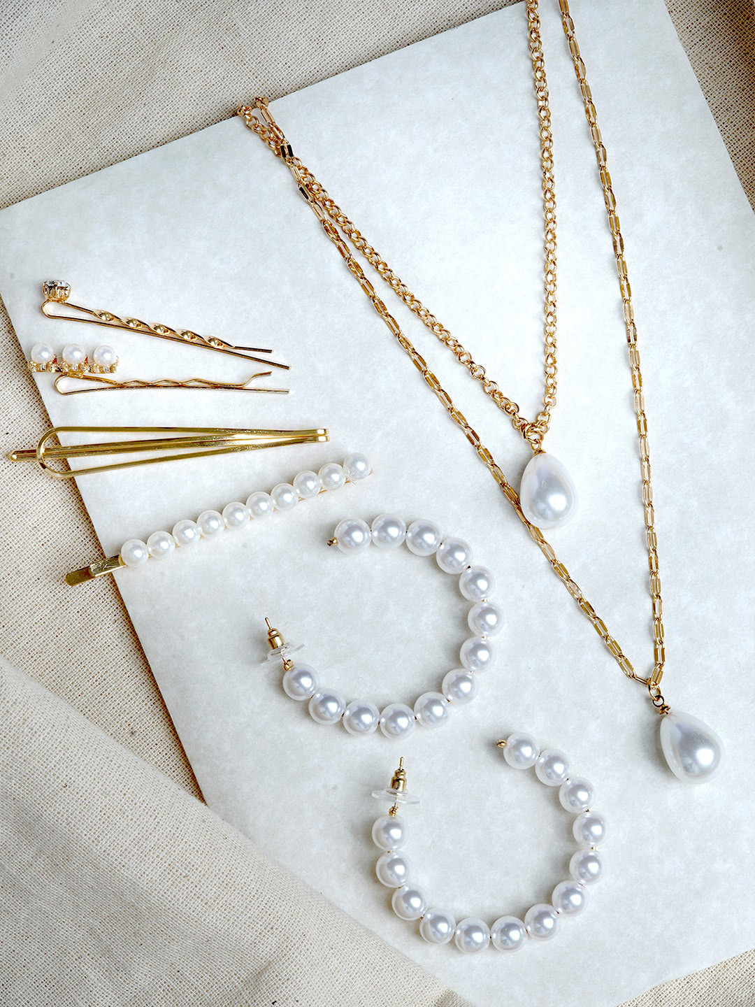 

JOKER & WITCH Gold-Plated & White Pearl Beaded Jewellery Set