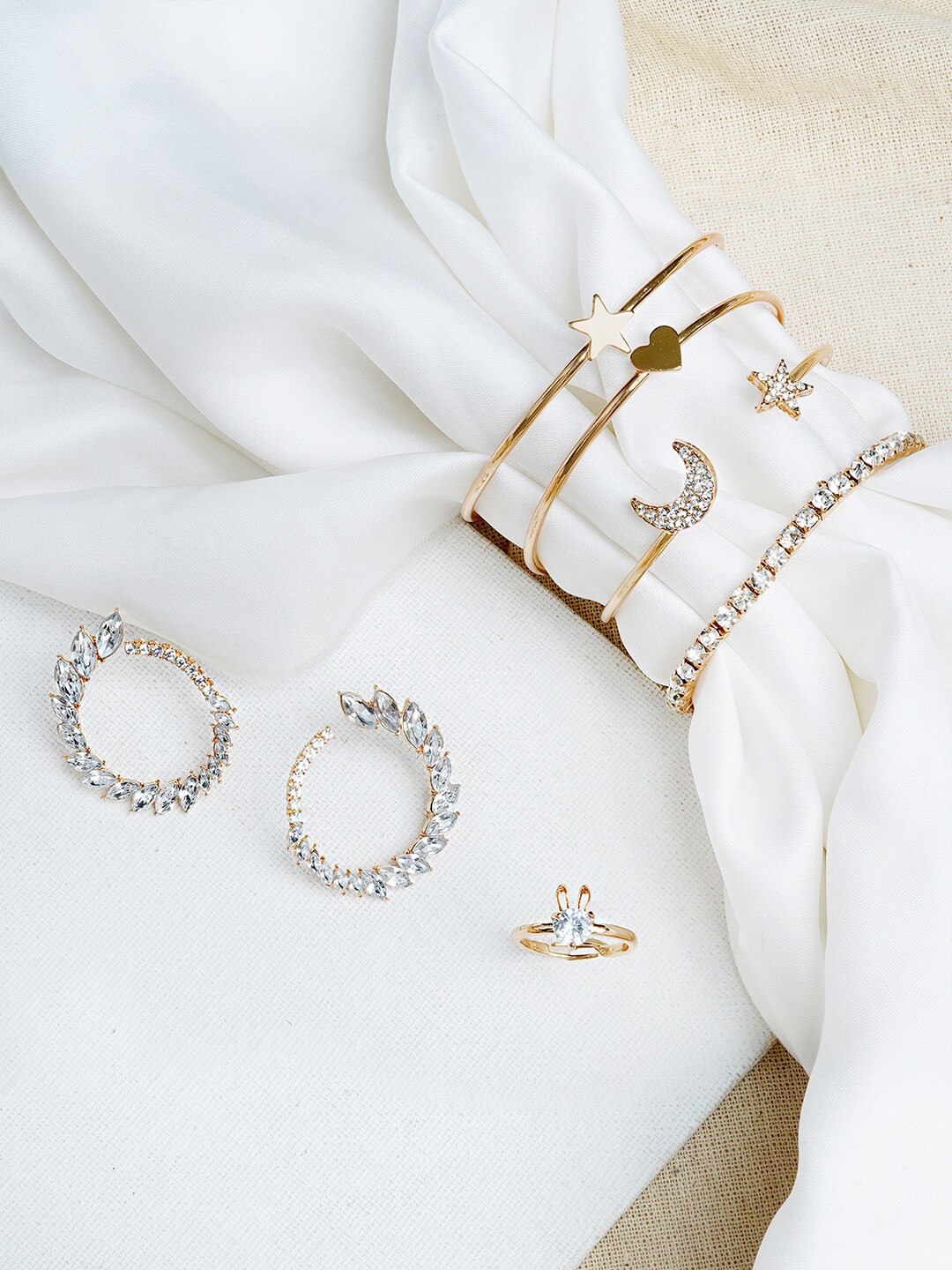 

JOKER & WITCH Gold-Plated White Stone-Studded Jewellery Set