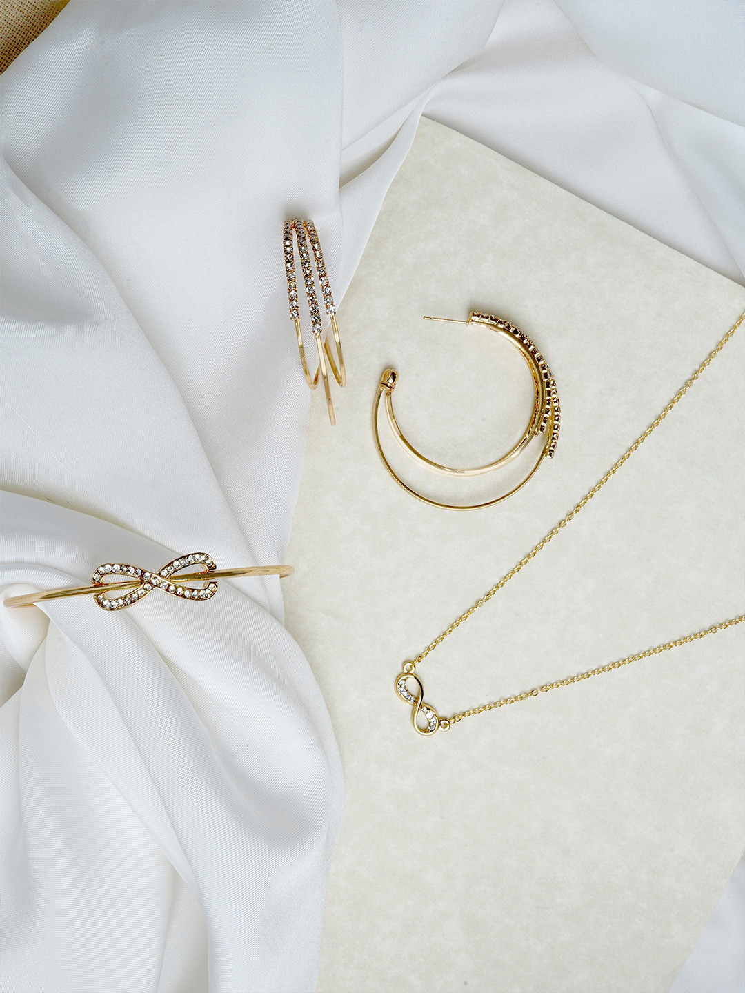 

JOKER & WITCH Gold-Plated & White Stone-Studded Jewellery Set