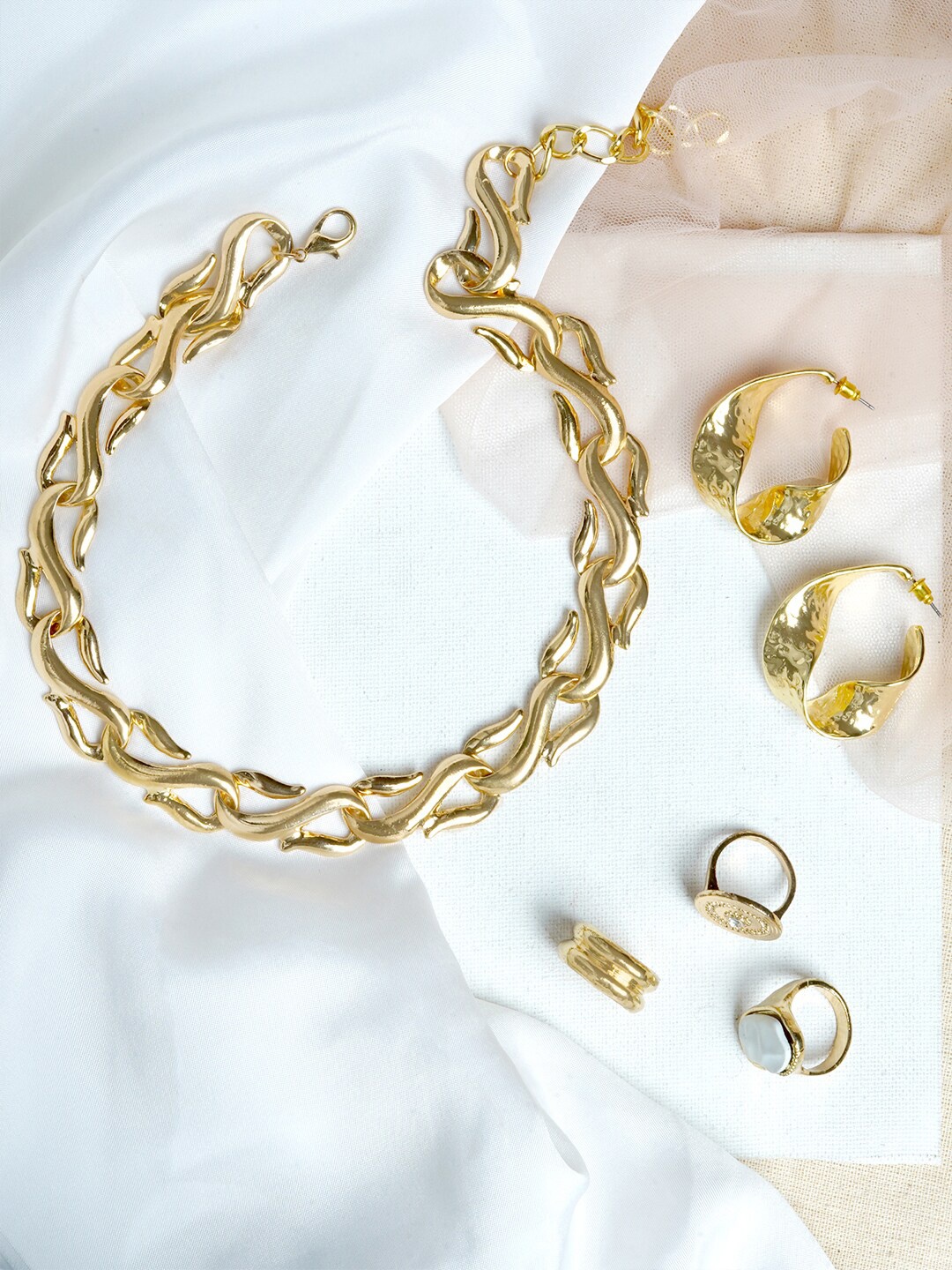 

JOKER & WITCH Gold-Plated White Stone-Studded Jewellery Set