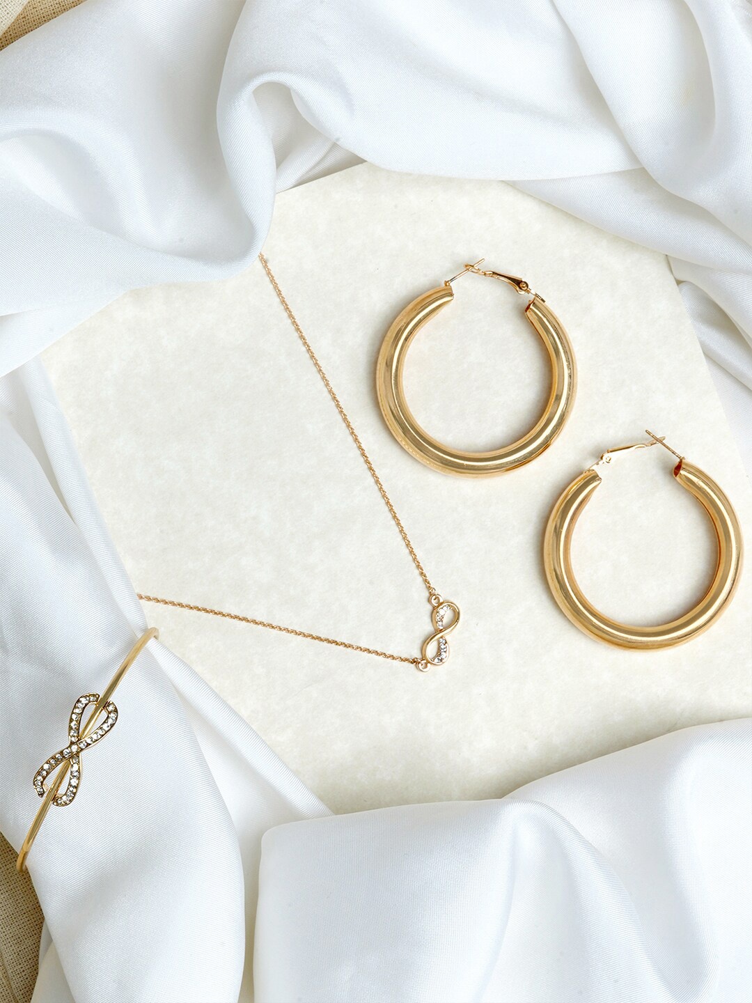 

JOKER & WITCH Gold-Plated White Stone-Studded Infinite Bond Jewellery Set