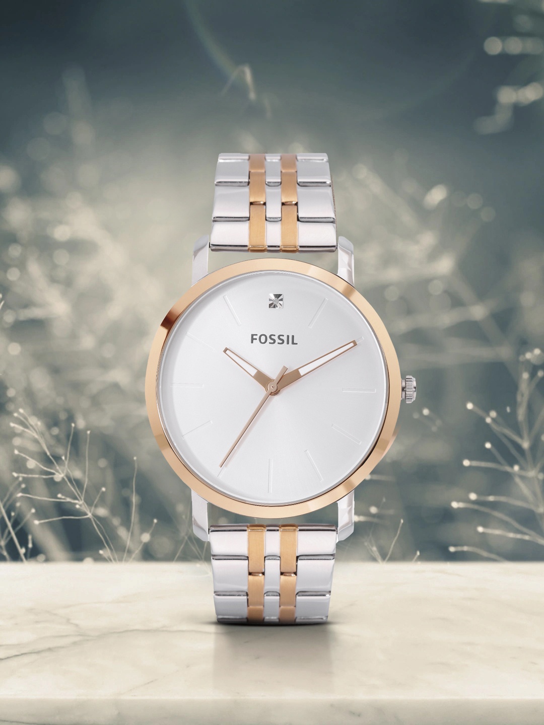 

Fossil Men White Lux Luther Two Tone Watch Analogue Watch