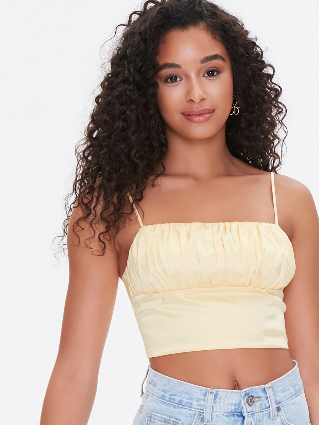 

FOREVER 21 Yellow Solid Bralette Crop Top
