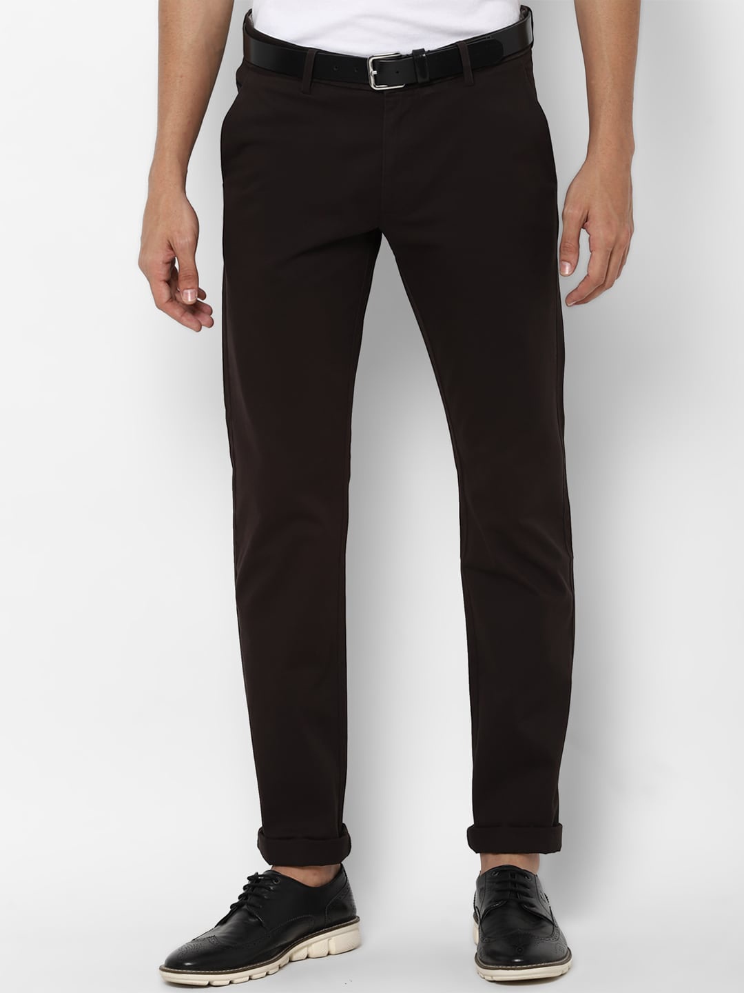 

Allen Solly Men Brown Solid Slim Fit Trousers