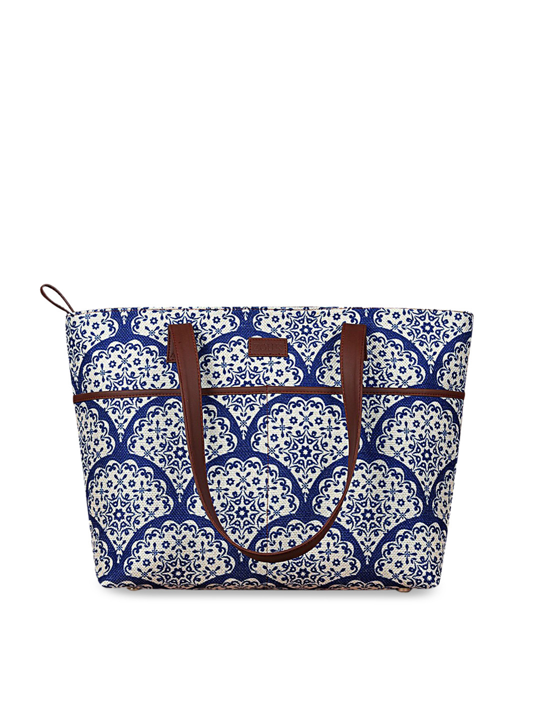 

ZOUK Blue Ethnic Motifs Printed Structured Tote Bag