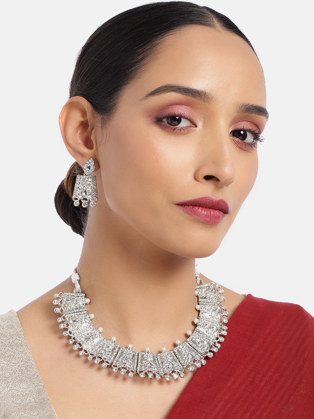 

ASMITTA JEWELLERY Sterling Silver Toned Choker Jewellery Set