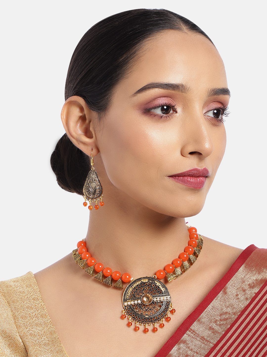 

ASMITTA JEWELLERY Gold Toned Multi Beads Necklace Set