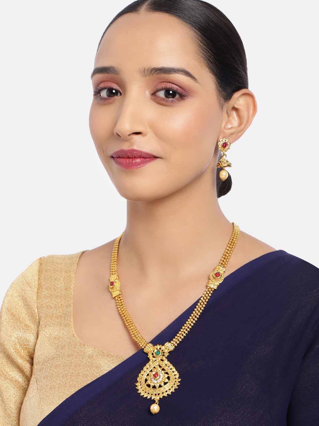 

ASMITTA JEWELLERY Traditional Gold Toned Kundan Necklace Set