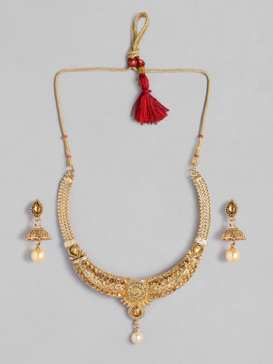 

ASMITTA JEWELLERY Gold Toned Kundan Necklace Set