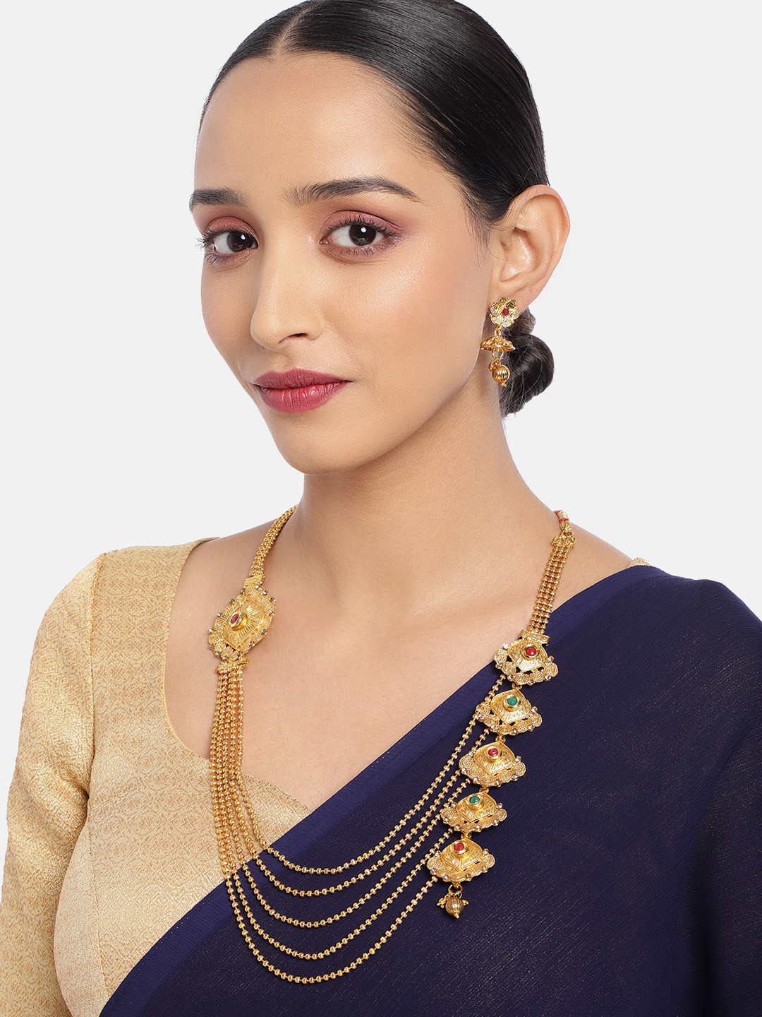 

ASMITTA JEWELLERY Gold Toned Ethnic Multi Layered Necklace Set