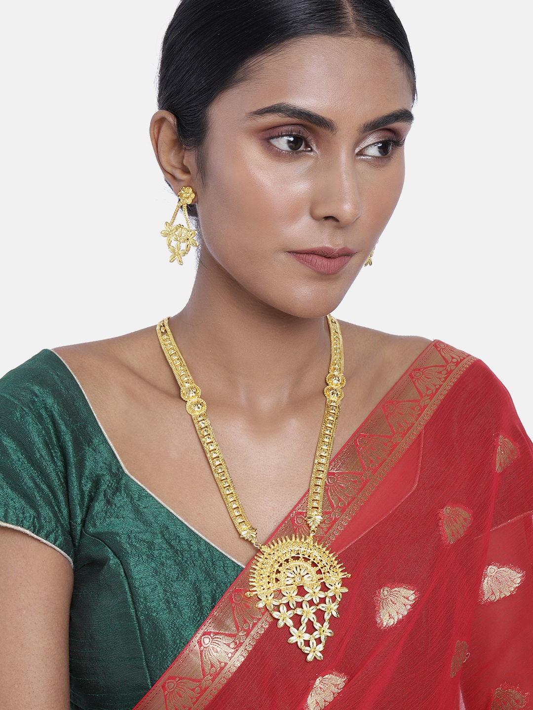 

ASMITTA JEWELLERY Traditional One Gram Gold Plated Long Necklace Set