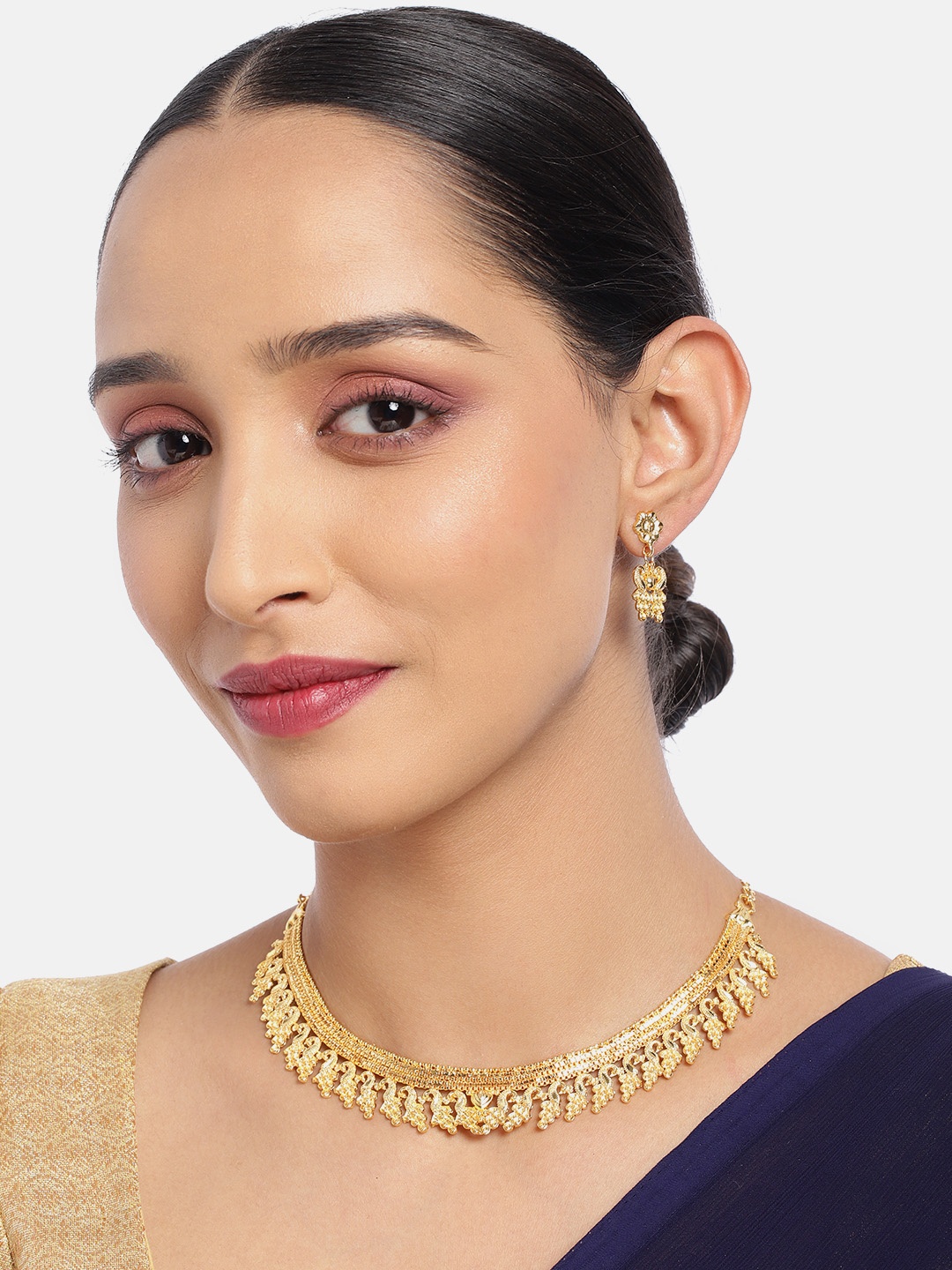 

ASMITTA JEWELLERY Peacock Inspired One Gram Gold Plated Necklace Set
