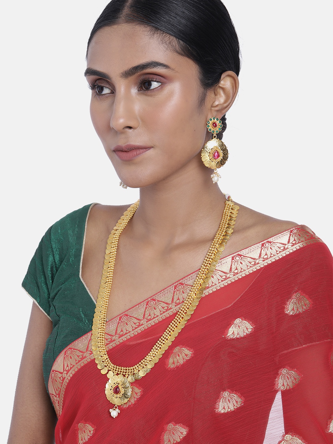 

ASMITTA JEWELLERY Gold Toned Laxmi Design Long Necklace Set