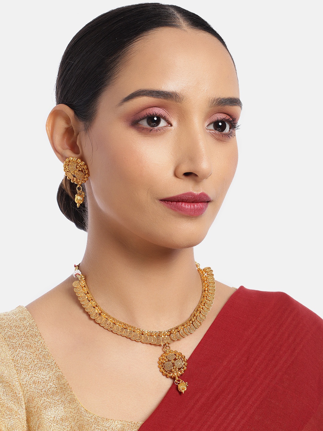 

ASMITTA JEWELLERY Gold Toned Choker Copper Necklace Set