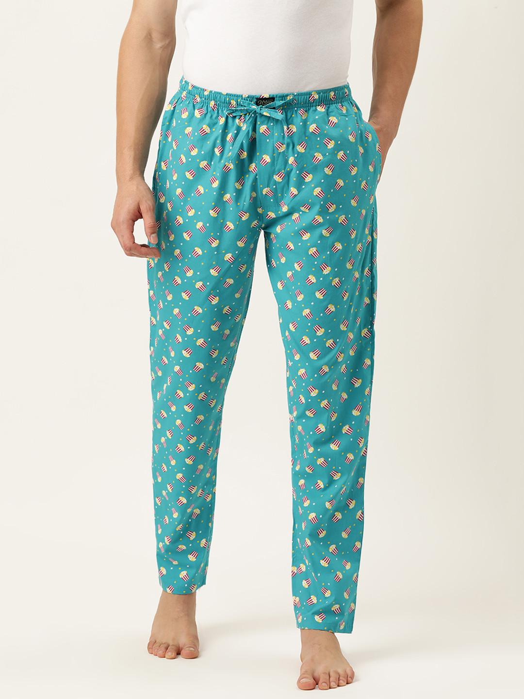 

Urban Dog Men Blue Printed Lounge Pant, Turquoise blue