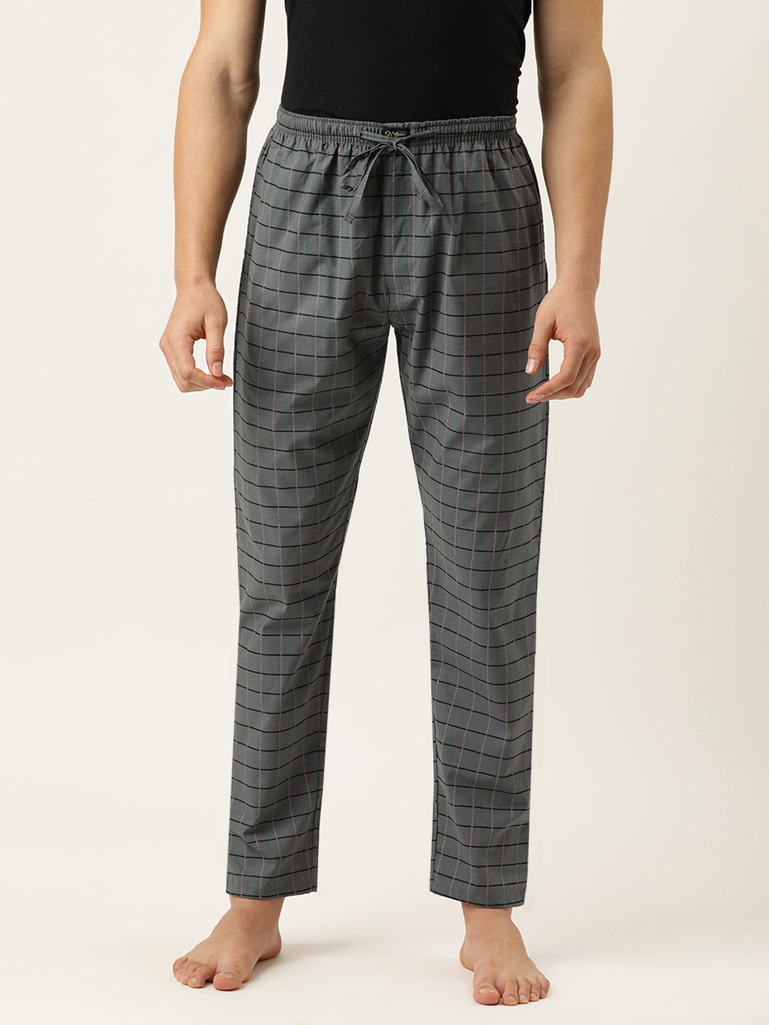 

Urban Dog Men Grey Checked Lounge Pant, Charcoal