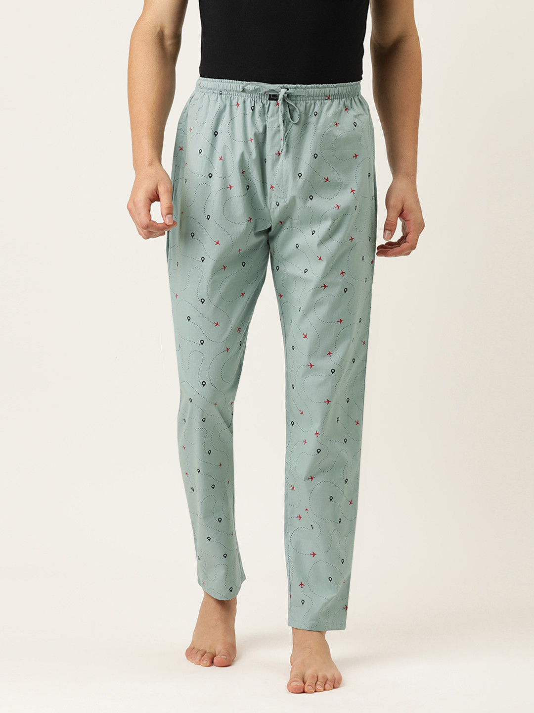 

Urban Dog Men Grey Printed Cotton Lounge Pants