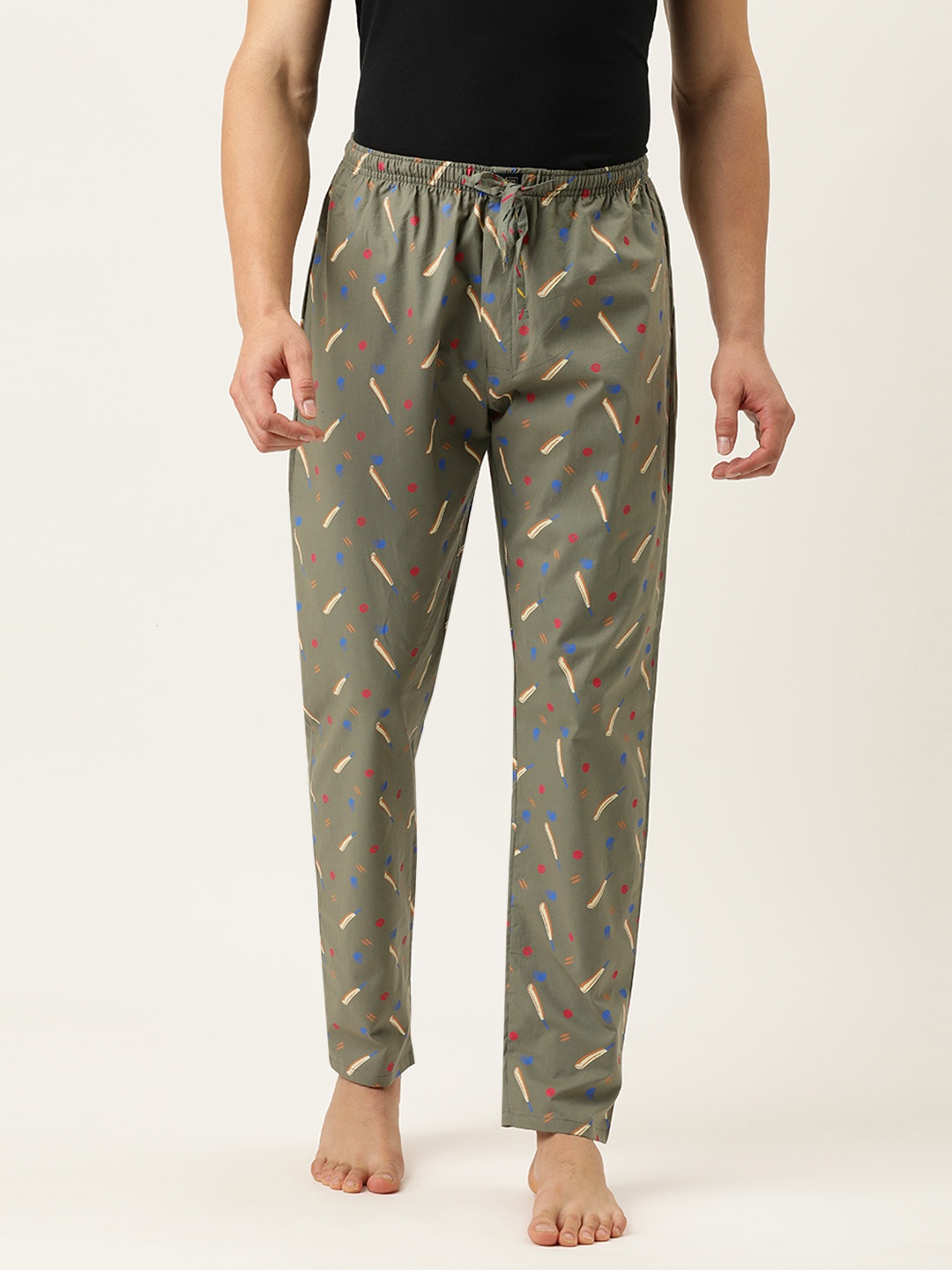 

Urban Dog Men Olive Green Printed Lounge Pant