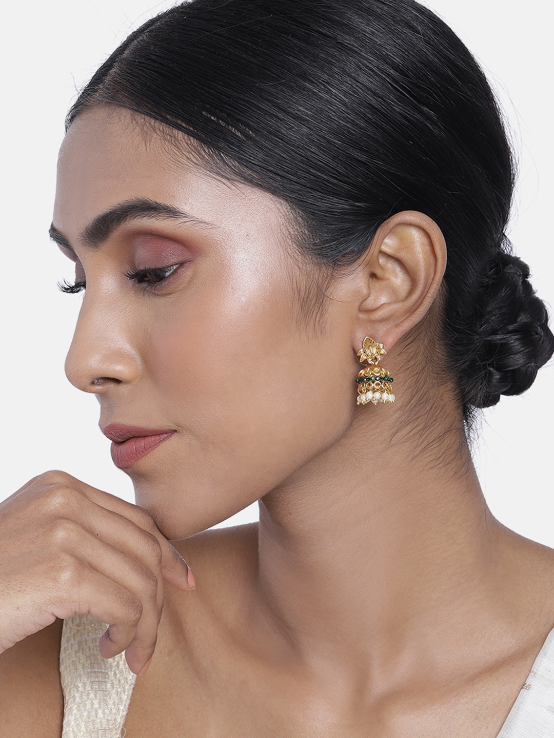 

ASMITTA JEWELLERY Gold-Toned Dome Shaped Jhumkas Earrings