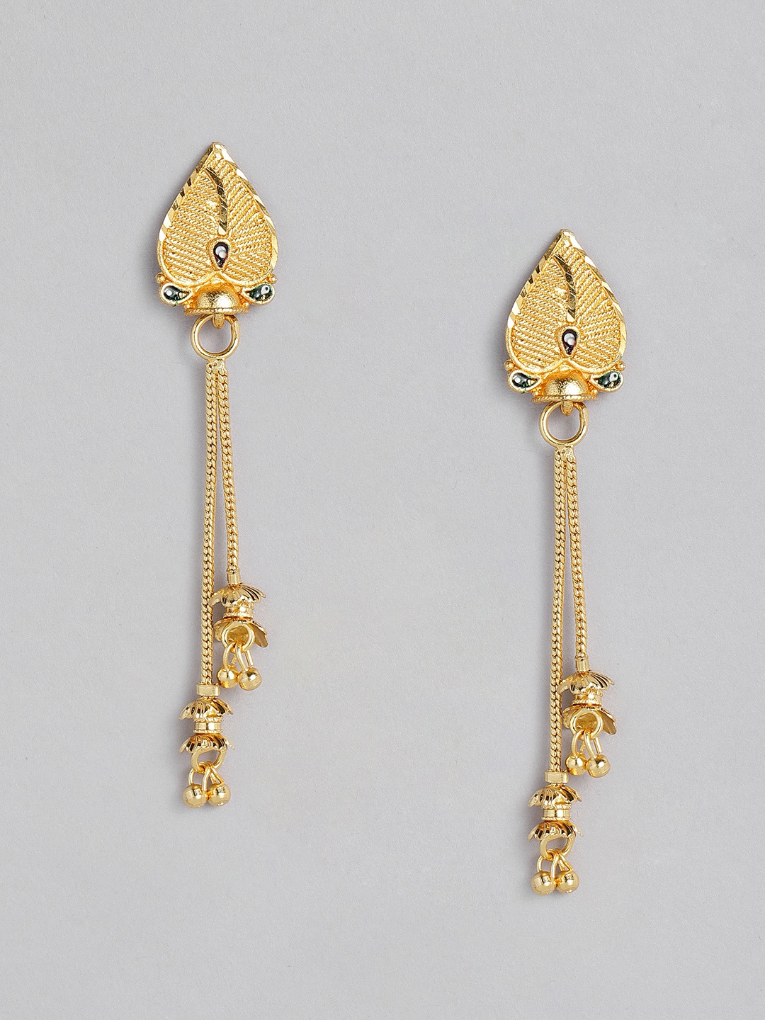 

ASMITTA JEWELLERY Gold-Toned Leaf Shaped Drop Earrings