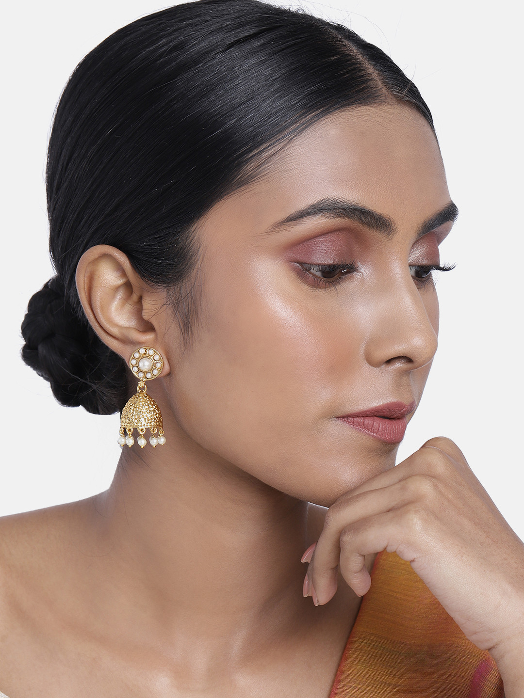 

ASMITTA JEWELLERY Gold-Plated Dome Shaped Drop Earrings