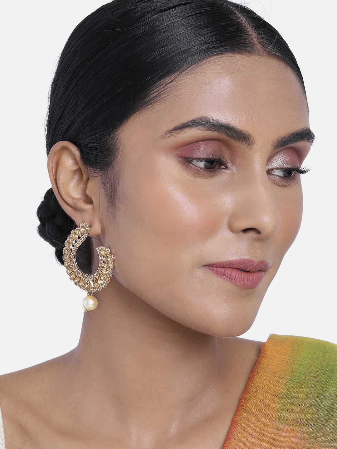 

ASMITTA JEWELLERY Gold-Toned & White Contemporary Studs Earrings