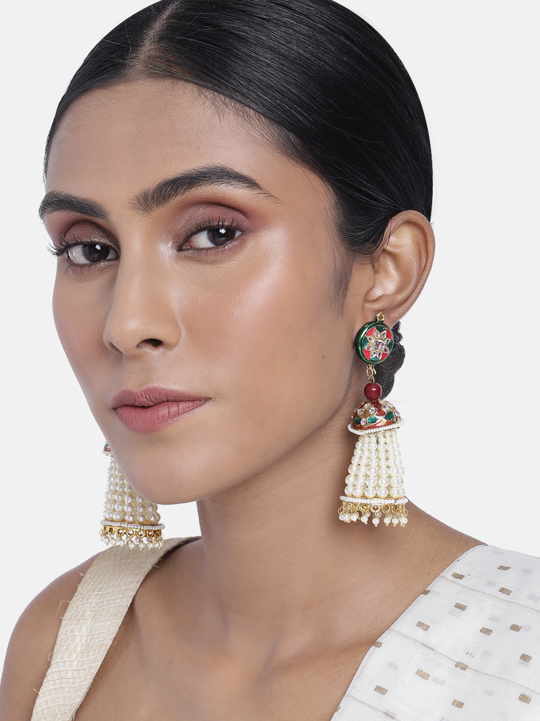 

ASMITTA JEWELLERY White Contemporary Drop Earrings