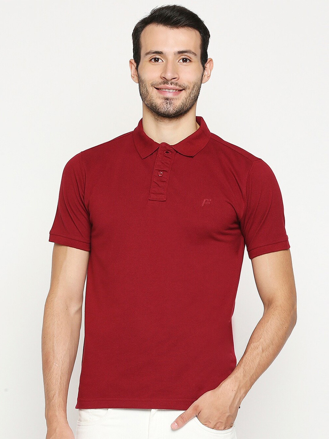 

FiTZ Men Maroon Polo Collar Slim Fit T-shirt